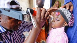 A girl's eyes are examined as part of the Global Trachoma Mapping Project in Nigeria.