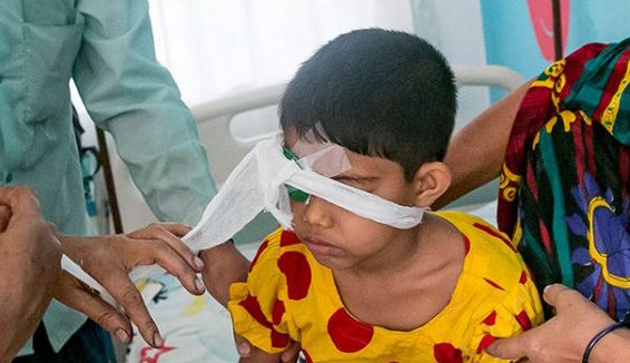 Muslima has her bandages removed.