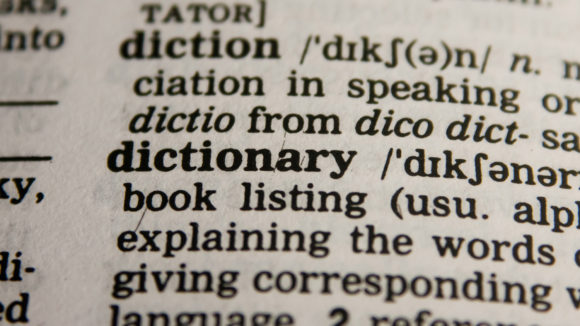 A close-up of a page from a dictionary, showing the definition of the word 'dictionary'.