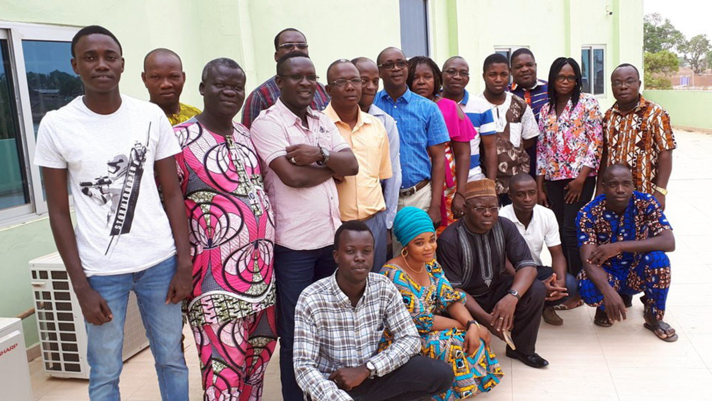 A group of eye health workers following their training session in Benin.