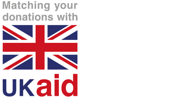 UK Aid logo, featuring the Union Jack and the wording 'Matching your donations with UK aid'.