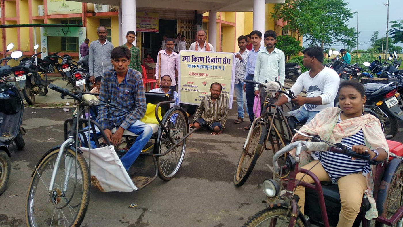 Members of the Mahasamund organisation for people with disabilities.