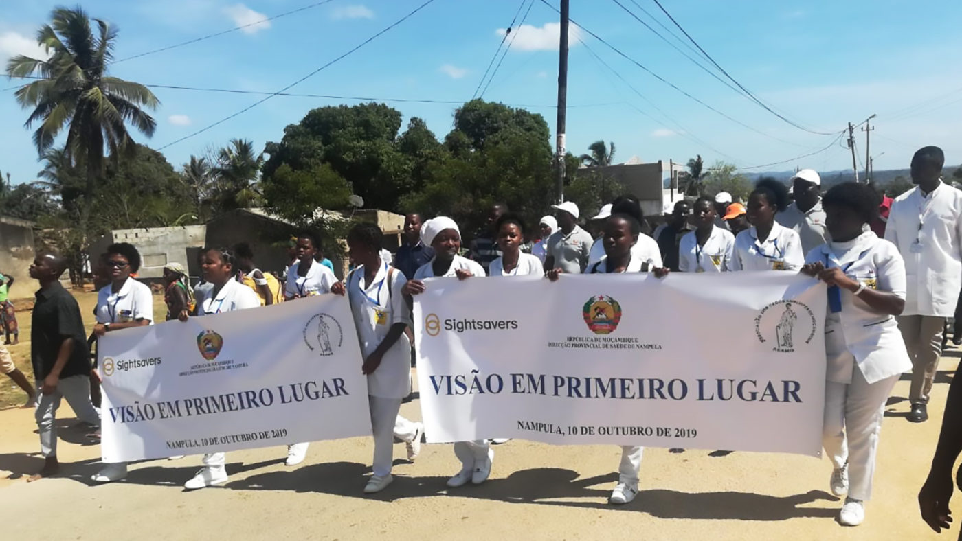 People walking in a parade.