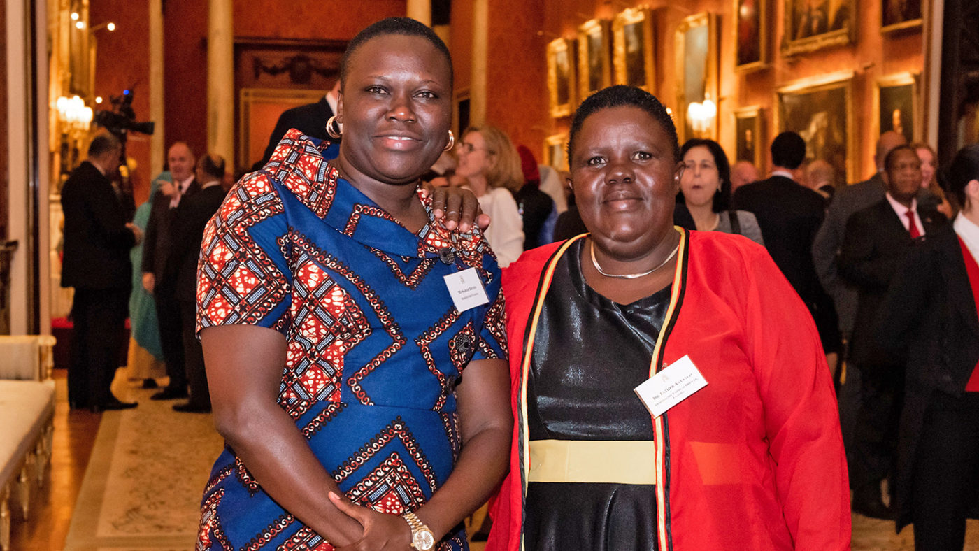 Esther and Sarah smile for the camera.