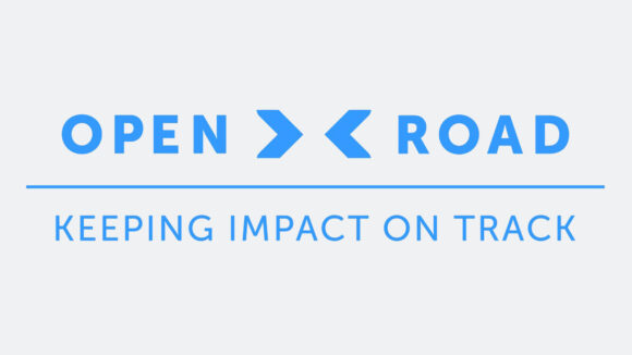 Open Road Alliance logo, with the text Open Road: Keeping Impact on Track.