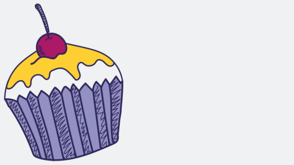 An illustrated icon of a cupcake.