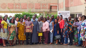 A group photo of people involved in the Ghana Somubi Dwumadie programme.
