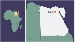 A map of Egypt, with Cairo highlighted.