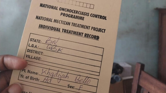An official document recording treatment for river blindness.