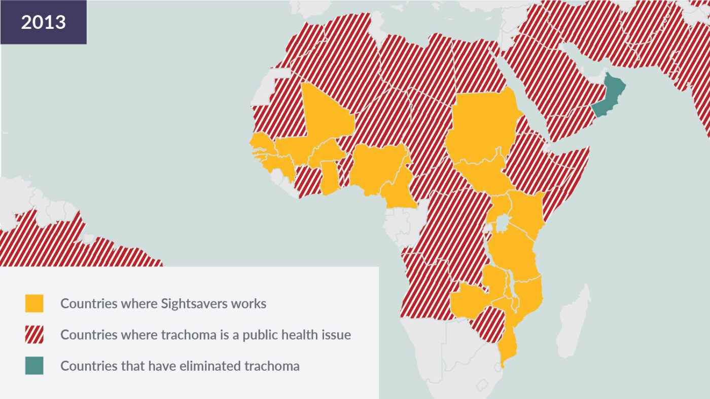 Map of Countries affected by Trachoma in 2013