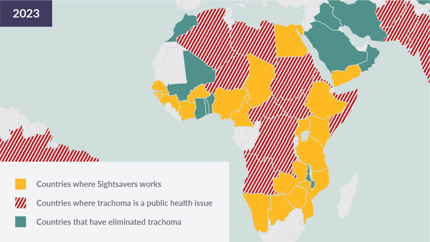 Map of Countries affected by Trachoma in 2023