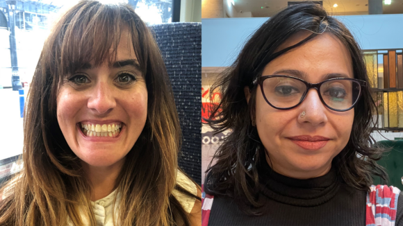 Headshots of Clare and Amba smiling and looking into the camera.